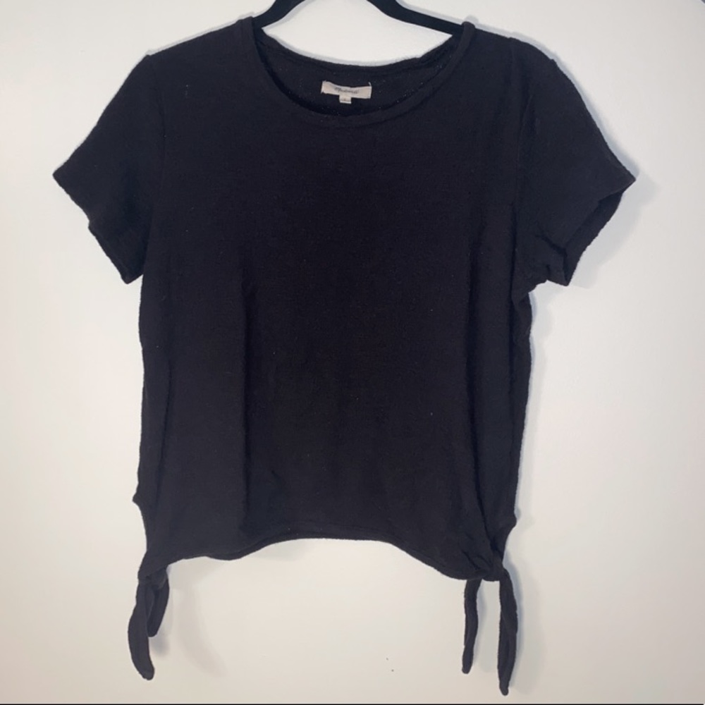 Madewell Texture & Thread Side Tie Top, Black SM